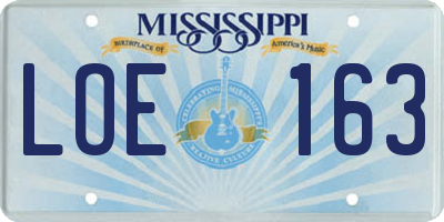 MS license plate LOE163