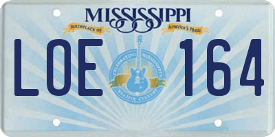 MS license plate LOE164