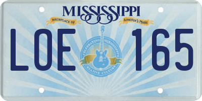 MS license plate LOE165