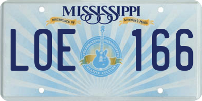 MS license plate LOE166