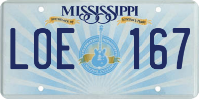 MS license plate LOE167