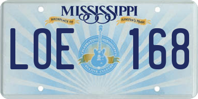 MS license plate LOE168