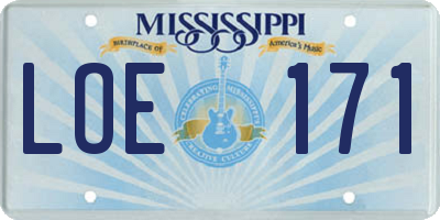 MS license plate LOE171