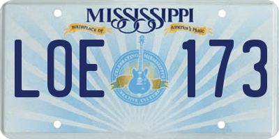 MS license plate LOE173