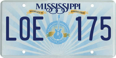 MS license plate LOE175