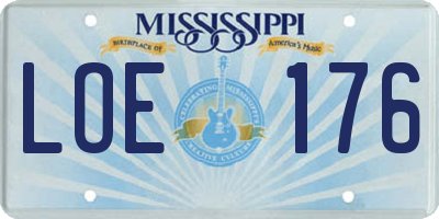 MS license plate LOE176