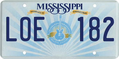 MS license plate LOE182
