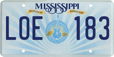 MS license plate LOE183