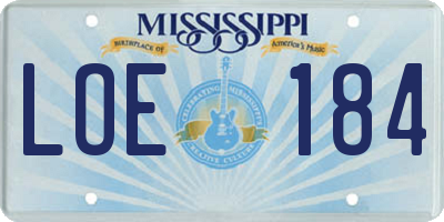 MS license plate LOE184