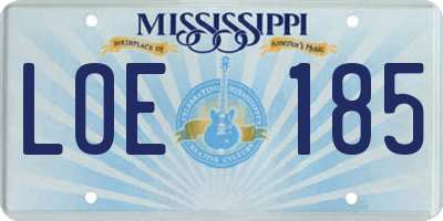 MS license plate LOE185