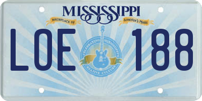 MS license plate LOE188