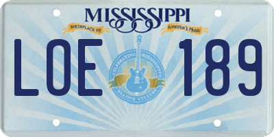 MS license plate LOE189