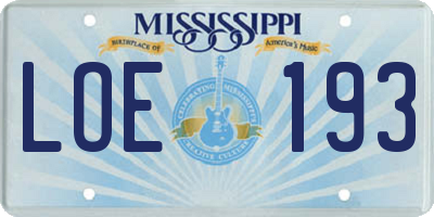 MS license plate LOE193