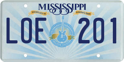 MS license plate LOE201