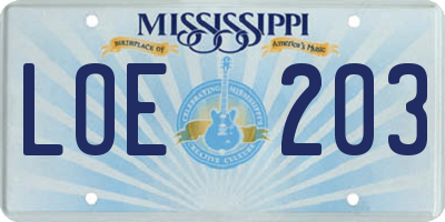 MS license plate LOE203