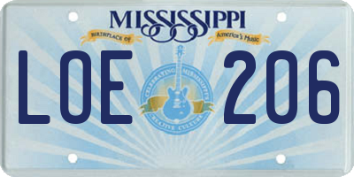 MS license plate LOE206