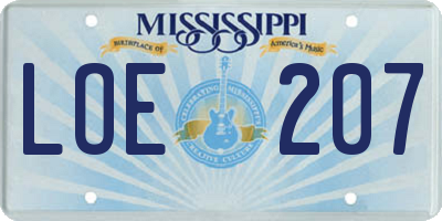 MS license plate LOE207