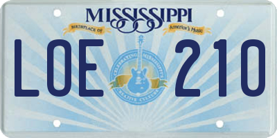 MS license plate LOE210