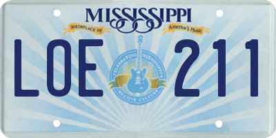 MS license plate LOE211