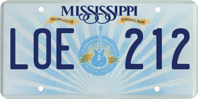 MS license plate LOE212