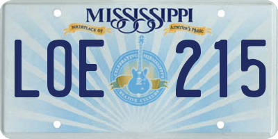MS license plate LOE215