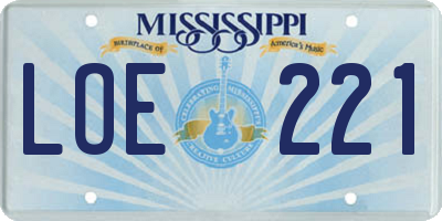 MS license plate LOE221