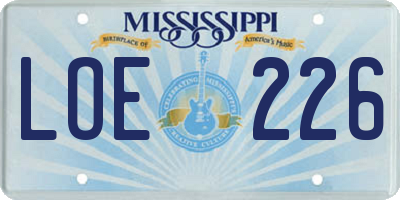 MS license plate LOE226