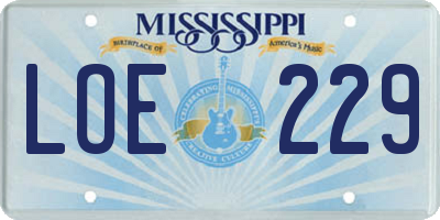 MS license plate LOE229