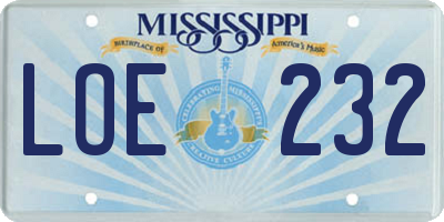 MS license plate LOE232