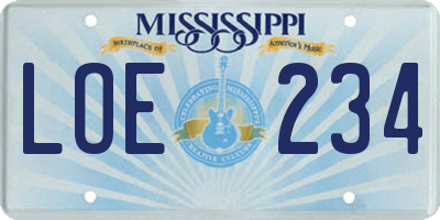MS license plate LOE234