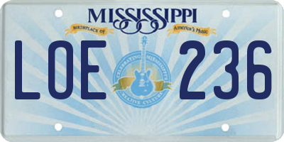 MS license plate LOE236