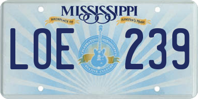 MS license plate LOE239