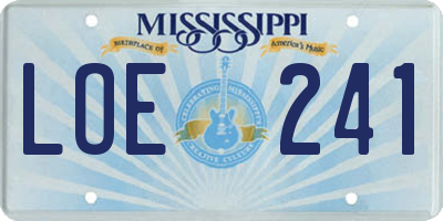 MS license plate LOE241