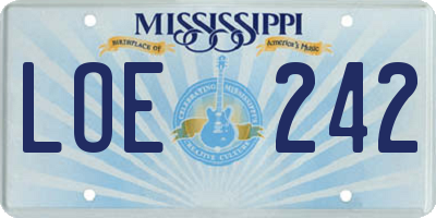 MS license plate LOE242