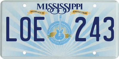 MS license plate LOE243