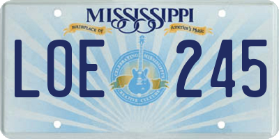 MS license plate LOE245