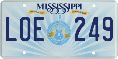 MS license plate LOE249