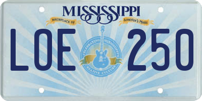 MS license plate LOE250