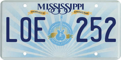 MS license plate LOE252