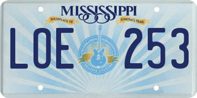 MS license plate LOE253