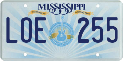 MS license plate LOE255