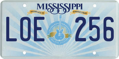 MS license plate LOE256