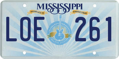 MS license plate LOE261