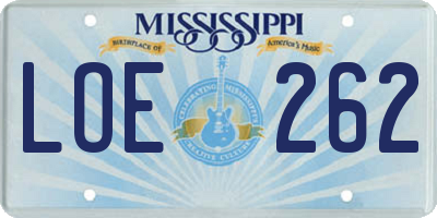 MS license plate LOE262