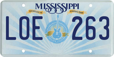MS license plate LOE263