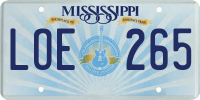MS license plate LOE265