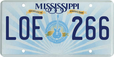 MS license plate LOE266