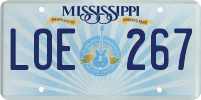 MS license plate LOE267