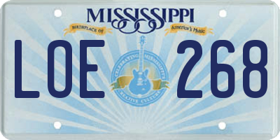 MS license plate LOE268