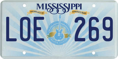 MS license plate LOE269